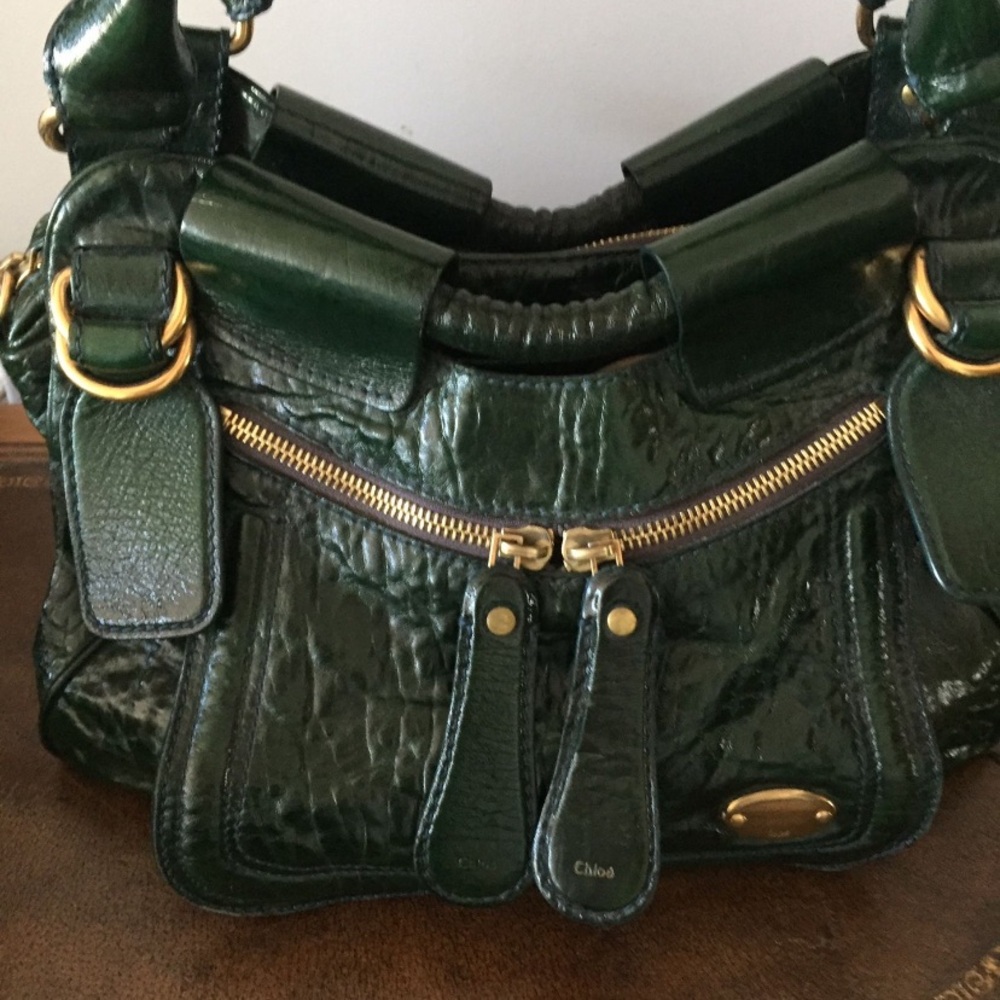 Chloe Patent leather Green Satchel